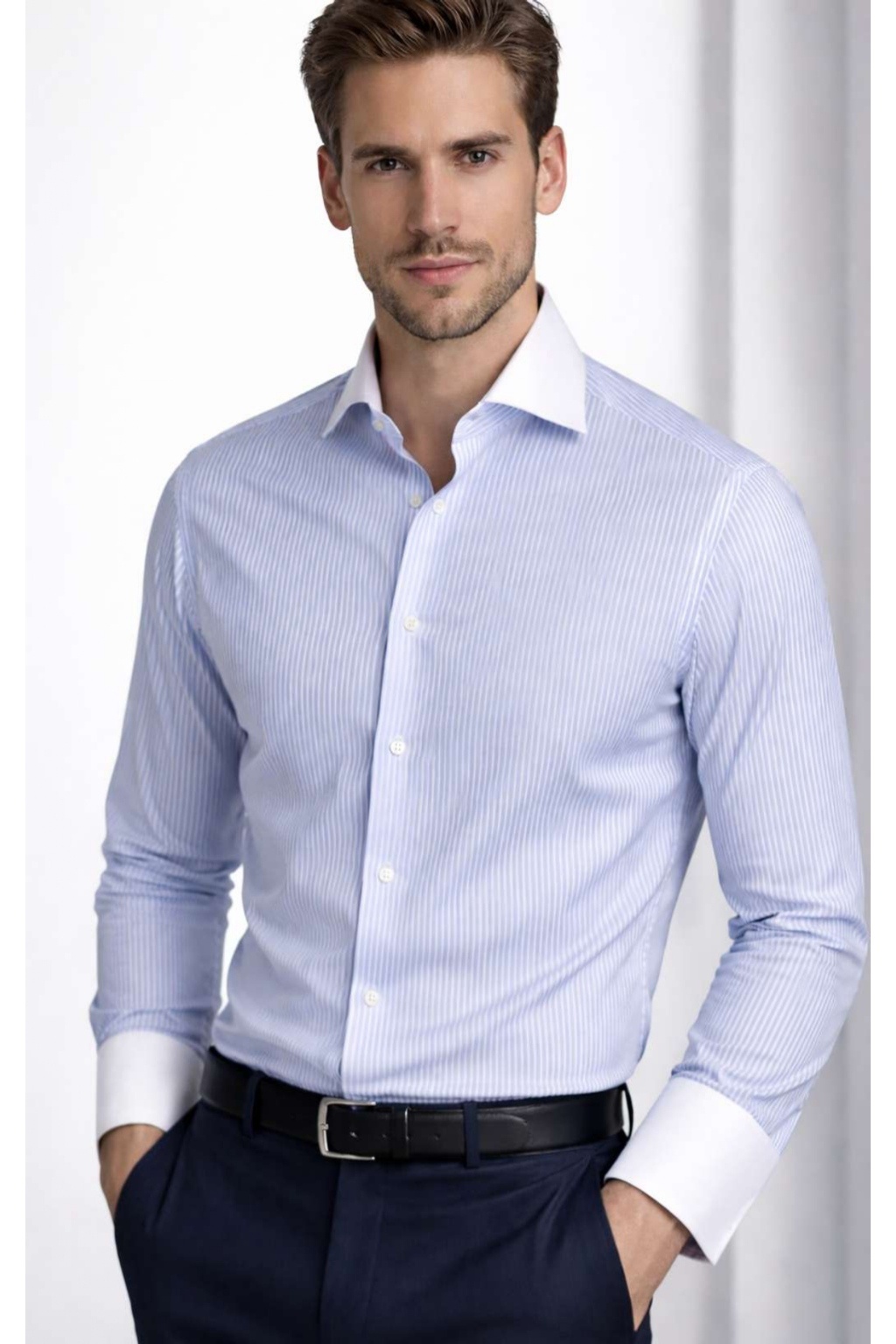 ONEFIT FORMAL SHIRT BLUE WHITE PINSTRIPE